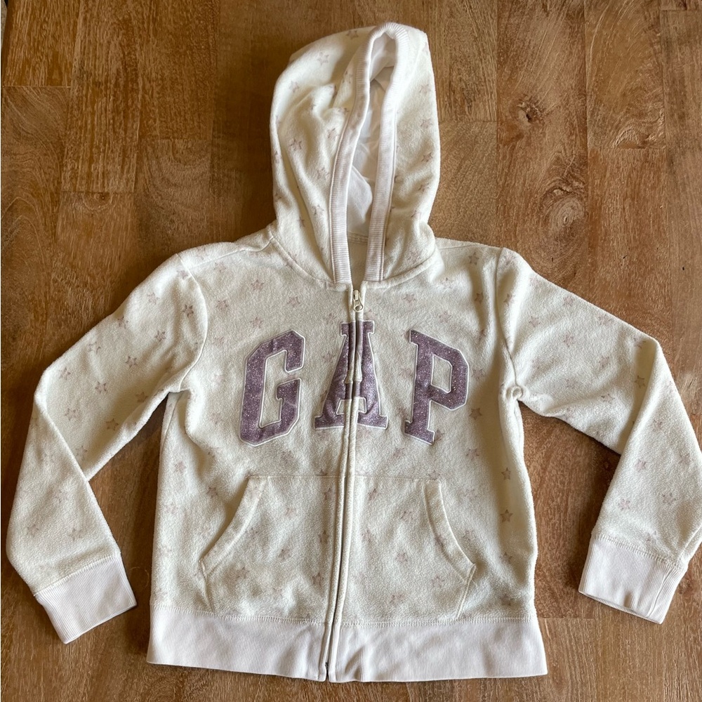 GAP Kids Cream Hoodie with Purple Logo